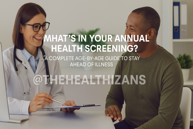 a doctor explaining the annual health screening to a patient