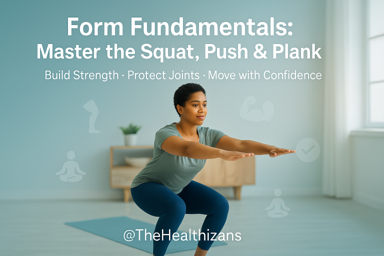 Learn how to master the squat, push-up, and plank with perfect form — build strength, protect joints, and move confidently in just 10 minutes a day.